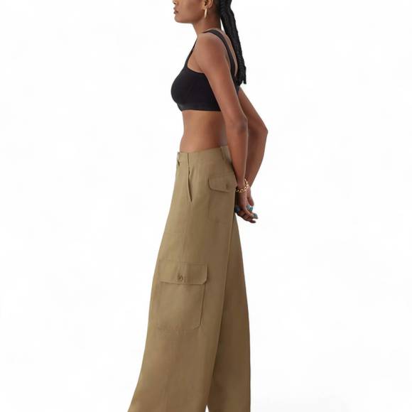 NEW GSTQ utility wide leg pants in khaki - Picture 2 of 5